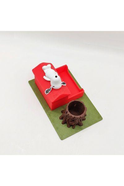 perim3d Snoopy Notepad Stand and Pen Holder Set Desktop Organizer - Red