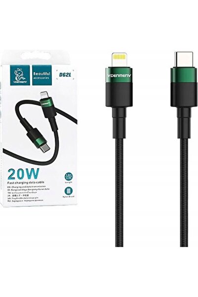 Denmen Cablu USB Cablu USB Tip-C pentru iPhone PD USB-C 3.6A Negru împletit 1...