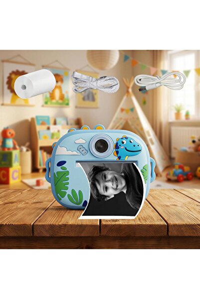 Fillikutum Sevimli Unicorn ve Dinozor Seçenekli Çocuk Kamerası – Anında Baskı Mini Fotoğraf Makinesi Kabartmalı