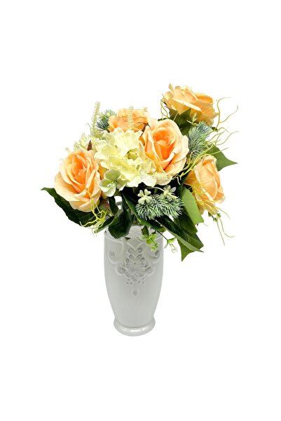 AFO Μπουκέτο με 12 τριαντάφυλλα και κρεμ χρώματος ορτανσίας  "Frez "