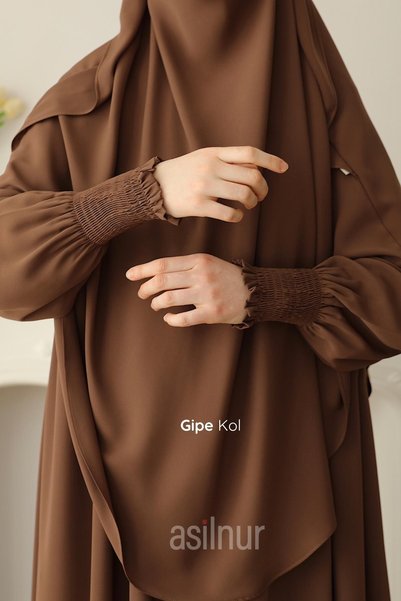ASİLNUR Hira Shaded Soufflé Ferace Set Camel