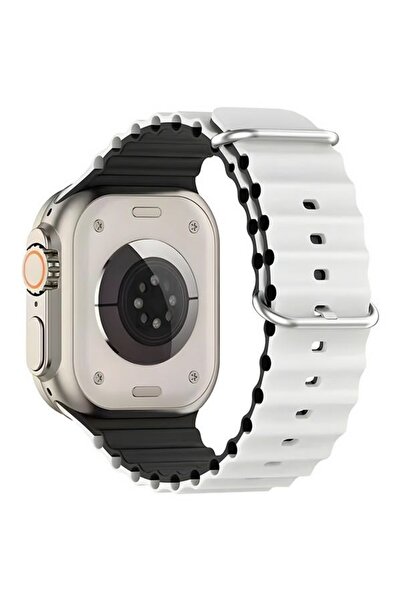 Beline Curea Apple Watch din silicon Waves 42/44/45/49mm alb-negru/alb-negru ...
