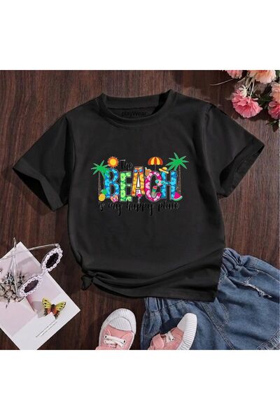 playwear The Beach Printed 100% Cotton Crew Neck Παιδικό unisex μπλουζάκι 5 6...