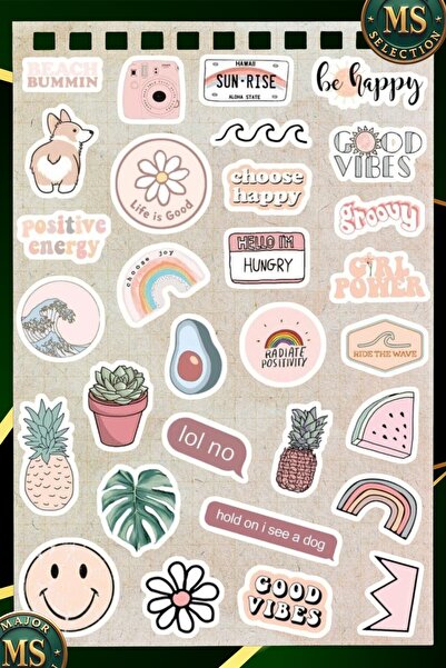 Major Selection Σετ αυτοκόλλητων με αισθητική παστέλ 30 τεμαχίων – Αδιάβροχα ...