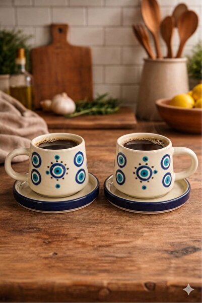 İNA PAZARLAMA 2-Pack Classic Evil Eye Plate Mug