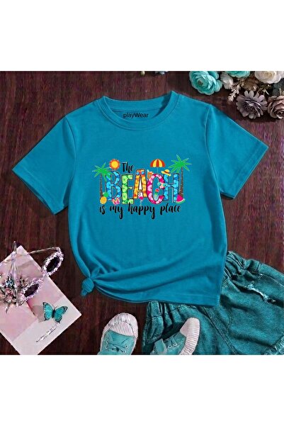 playwear The Beach Printed 100% Cotton Crew Neck Παιδικό unisex μπλουζάκι 5 6...
