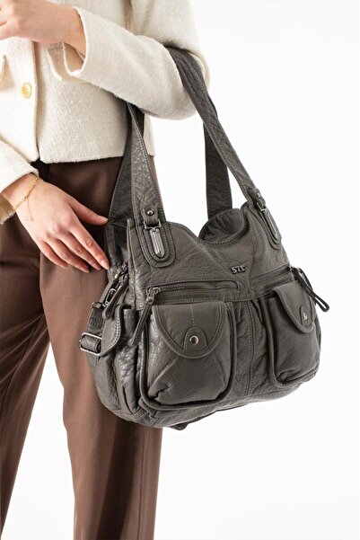 Baginn Y.S.Deri Γυναικεία Τσάντα Ώμου Vegan Δερμάτινη Τσάντα Χιαστί με Πολλές...