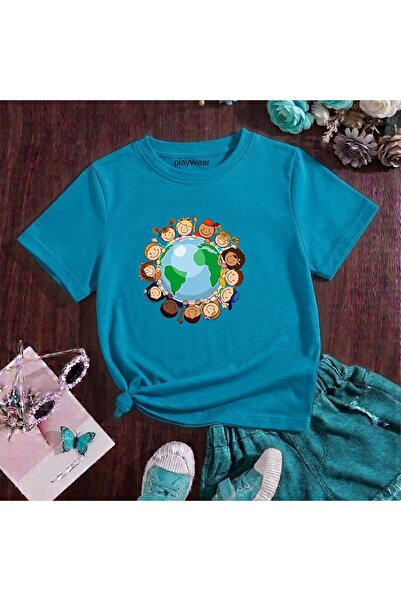 playwear Παγκόσμιος Χάρτης Τυπωμένος 100% Βαμβακερός Παιδικό Unisex T-shirt μ...