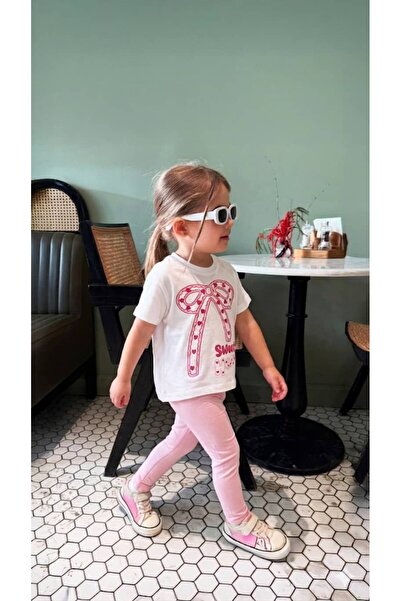 TINY BEAR Set pantaloni și tricou cu imprimeu panglică