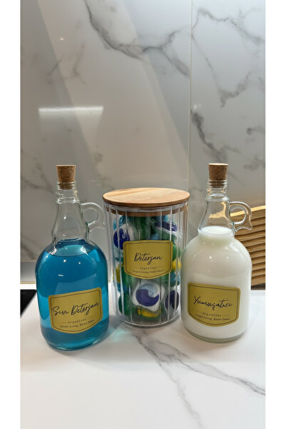 zezedesing Recipient de depozitare pentru detergent oval cu capac din lemn + ...