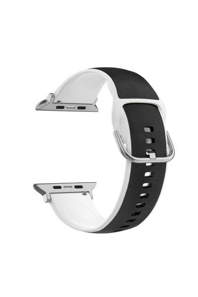 Beline Curea Apple Watch din silicon și piele 38/40/41mm negru-alb/negru-alb ...