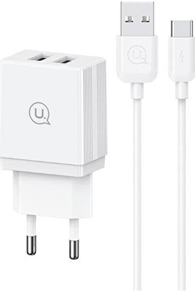 Usams Sistem de rețea 2xUSB-A + USB-C/ USB-A Cablu de încărcare rapidă alb/al...