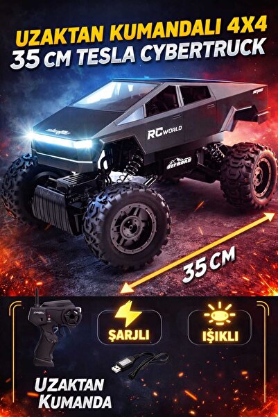 Aksoy Toys Tesla Cybertruck Uzaktan Kumandalı Şarjlı Işıklı 4x4 Araba 35 Cm