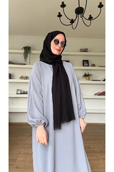 Melek aydın Gray Dress with Elastic Sleeves