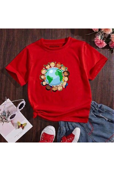 playwear Παγκόσμιος Χάρτης Τυπωμένος 100% Βαμβακερός Παιδικό Unisex T-shirt μ...