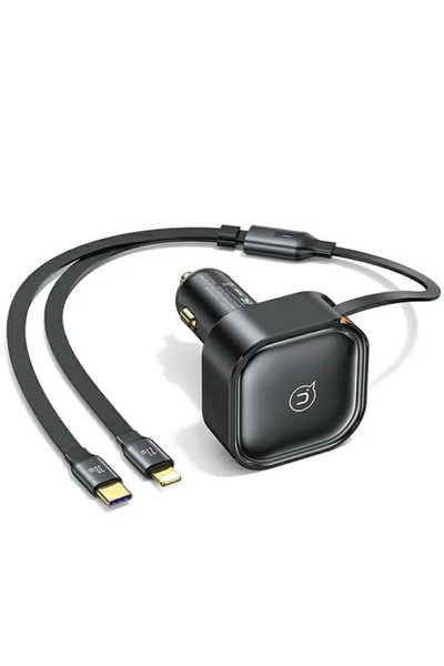Usams C41 1xUSB-C, 1xLightning încărcător auto cu cablu retractabil PD 30W În...