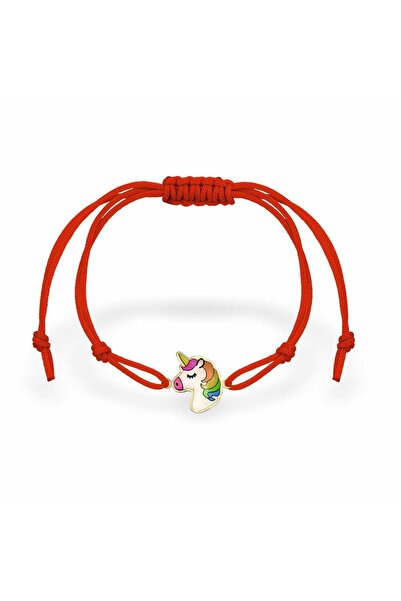MOSV Red cord bracelet for children, 14 Kt gold