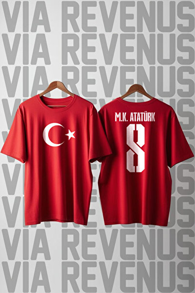 Vordevia Μπλουζάκι M. K. Atatürk με στάμπα, λαιμόκοψη ποδηλάτου, φαρδιά γραμμ...