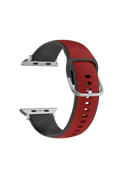 Beline Curea Apple Watch din silicon și piele 42/44/45/49mm roșu-negru/roșu-n...