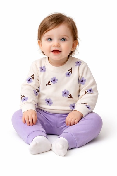 MixMax Bebe Baby Girl Flowers Long Sleeve Top and Bottom Baby Set 100% Cotton
