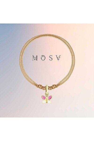 MOSV Brățară cu șnur din aur de 14K cu talisman - model fluture
