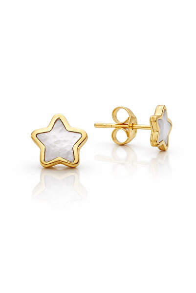 MOSV 18KT gold earrings for girls, mother-of-pearl, butterfly clasp