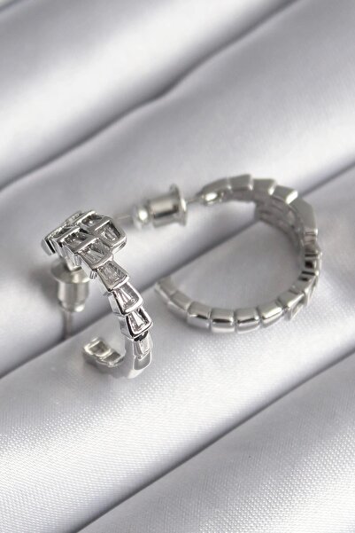 Generic Brand Brass Silver Color Zircon Stone Snake Model Women's Earrings