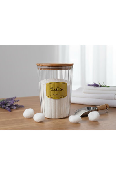 zezedesing Οβάλ βάζο απορρυπαντικού με ξύλινο καπάκι, δοχείο αποθήκευσης 2,3 ...