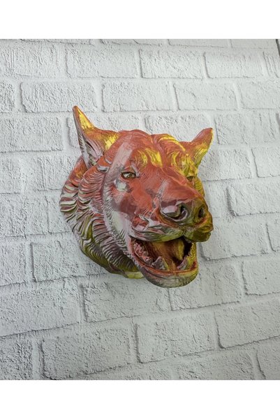 NW NessiWorld Gold Kurt Duvar Aksesuarı Asılabilir 3d Dekoratif Heykel 25x19 Cm