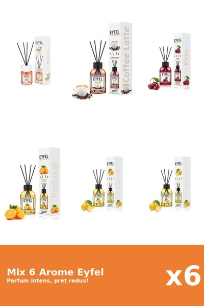 Eyfel Set 6 Mix Eyfel: 1x Acacia, 1x Cafea, 1x Cirese, 2x Lamaie, 1x Portocala