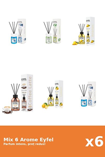 Eyfel Set 6 Mix Eyfel: 1x Ananas, 1x Cafea, 2x Cool Water, 1x Iasomie, 1x Lamaie