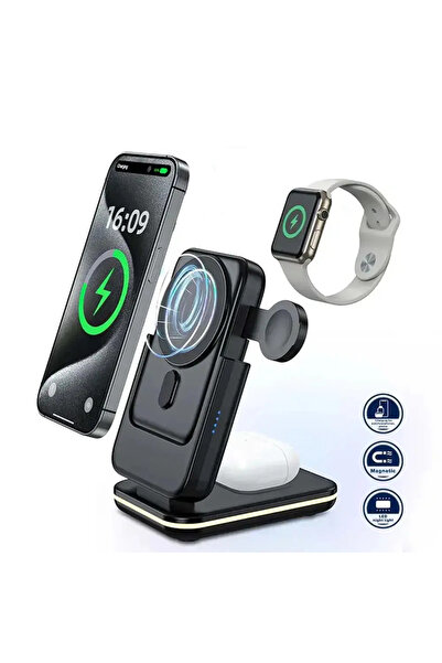 JELLICO Foldable Magsafe Powerbank 5000mAh Charging Station Black (W17)