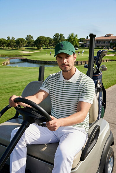 Buratti Βαμβακερό ριγέ κοντομάνικο μπλουζάκι πόλο με κουμπιά Ανδρικό μπλουζάκ...