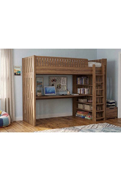 TrMuko TriSpace Set Karyolalı Kitaplıklı Çalışma Masası | 1. Sınıf MDF Yer Ta...