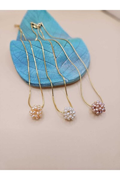 İNCİORA JEWELRY DOĞAL KUM İNCİ ALTIN KAPLAMA KOLYE ÇEŞİTLERİ BEYAZ/MOR/SOMON ...