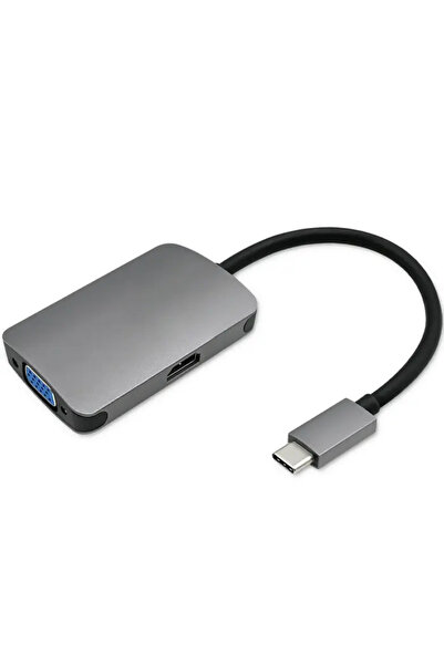 Qoltec Stație/replikator USB-C - HDMI - VGA Gri (50380)
