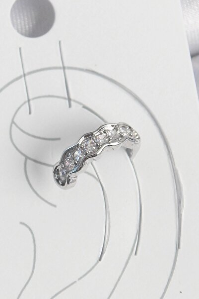 Leyaton Brass Silver Color Zircon Stone Cartilage Model Women's Earrings