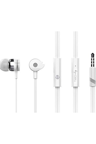 Techly Căști stereo cu microfon pentru telefon, albe