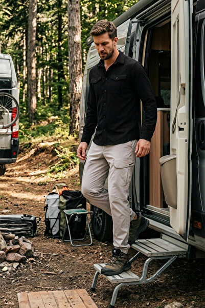 Buratti Ανδρικό πουκάμισο με μακριά μανίκια και τσέπες, κλασικό, αδιάβροχο κα...