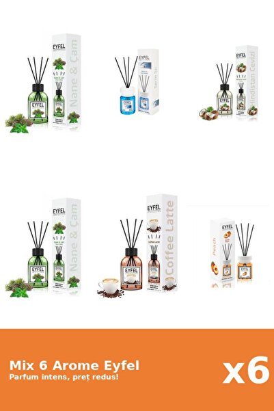 Eyfel Set 6 Mix Eyfel: 1x Cafea, 1x Cool Water, 1x Nuca De Cocos, 1x Piersica...