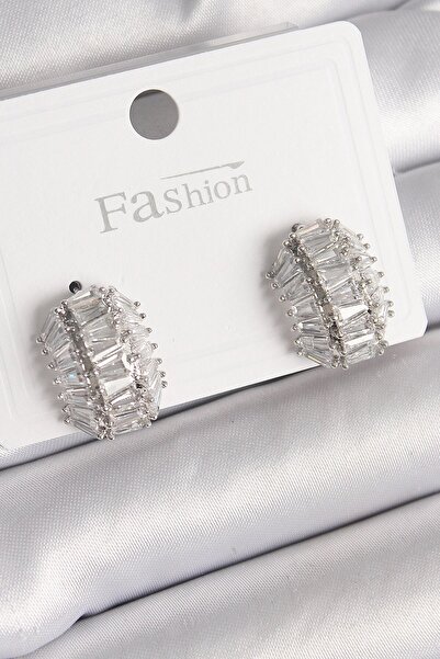 OtoTech Brass Silver Color Zircon Stone Turtle Shell Model Women's Earrings