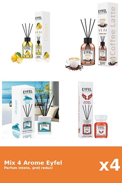 Eyfel Set 4 Mix Eyfel: 1x Cafea, 1x Lamaie, 1x Ocean, 1x Red Dragon