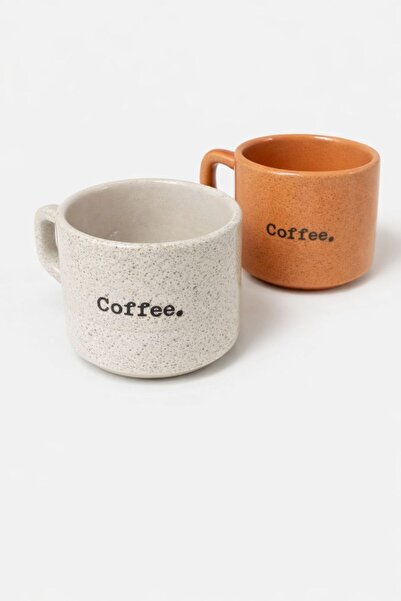 ROYAL GİFT 2’li Coffee Yazılı Seramik Kupa Seti –Şık Tasarım Kahve Kupası – G...