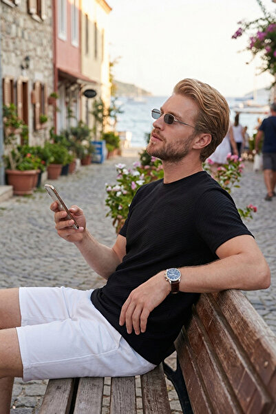 Buratti Βαμβακερό T-shirt με κοντό μανίκι και λαιμόκοψη ποδηλάτου Ανδρικό T-s...