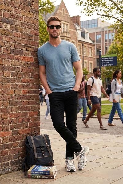 Buratti Ανδρικό τζιν παντελόνι στενής γραμμής με χαμηλή μέση και στενό τελείω...