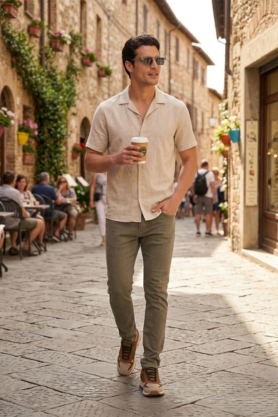 Buratti Ανδρικό τζιν παντελόνι στενής γραμμής με ψηλή μέση και στενό μπατζάκι...