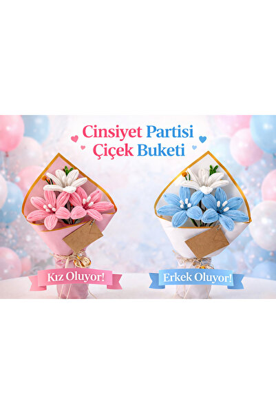 DUYGUNUN DÜKKANI Cinsiyet Partisi Çiçek Buketi – Kız & Erkek Konsept Şönil Çi...