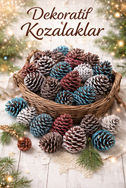 EMENS Dekoratif Renkli Kozalak seti 12 adet