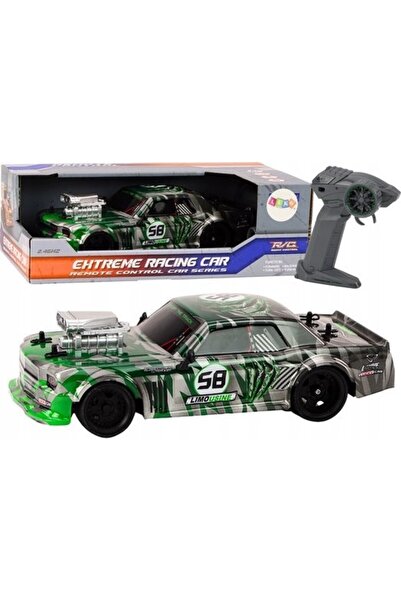 LeanToys Mașină RC cu telecomandă 1:16, roți de cauciuc pentru drift, verde