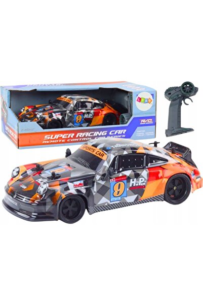 LeanToys Mașină RC cu telecomandă 1:18, roți de cauciuc, drift, portocalie